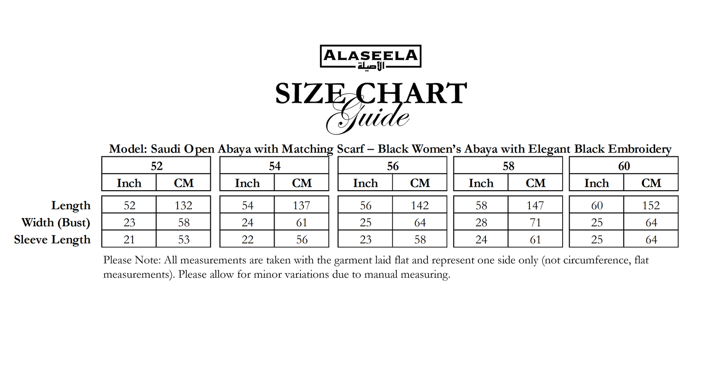 Saudi Open Abaya with Matching Scarf – Black Women’s Abaya with Elegant Black Embroidery