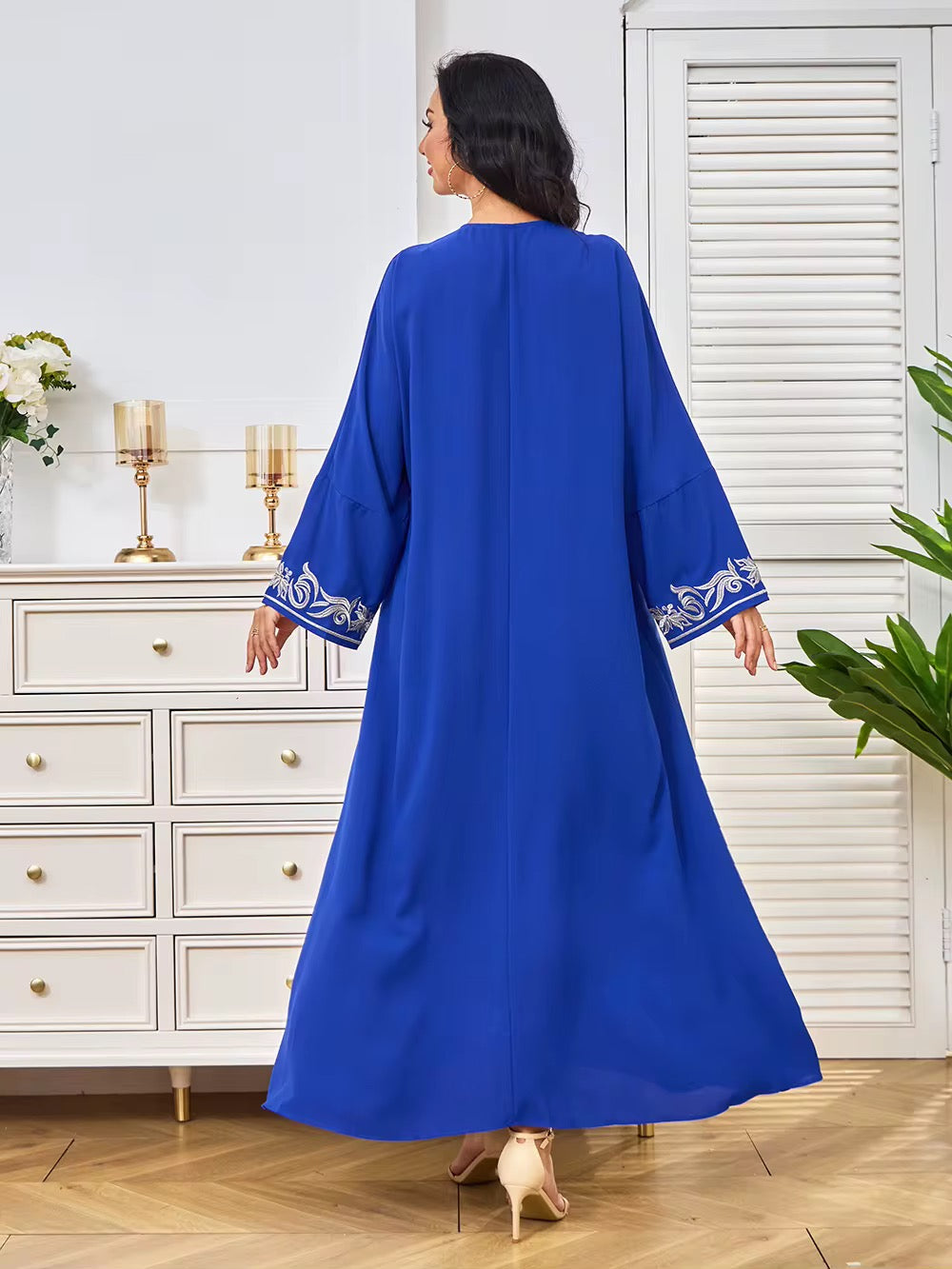 Embroidered Women Dress Jalabiya - Blue