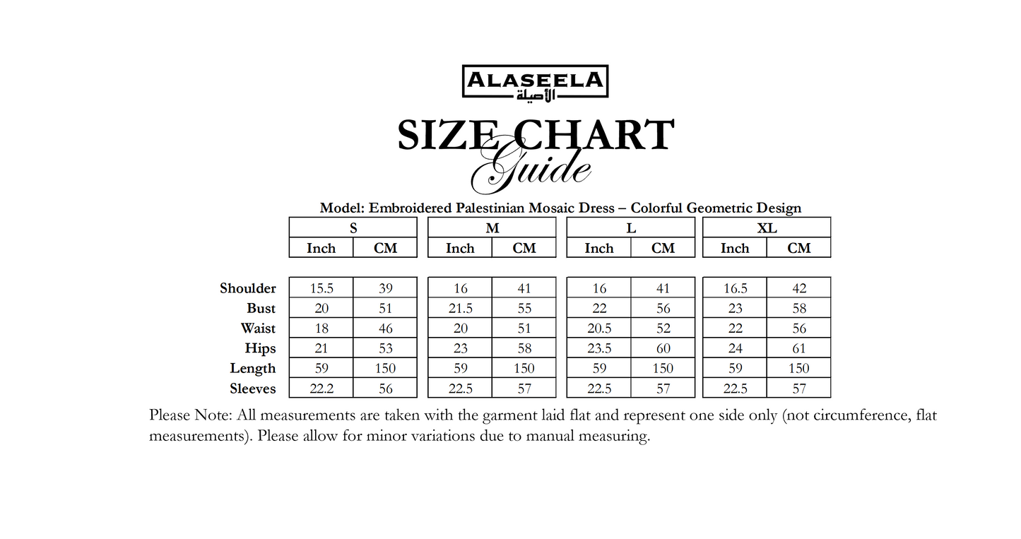 Embroidered Palestinian Mosaic Dress – Colorful Geometric Design