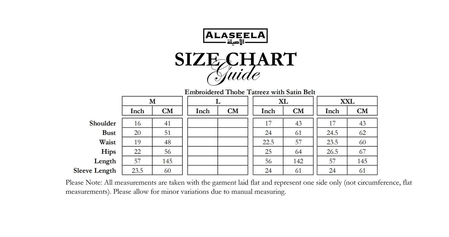 Embroidered Thobe Tatreez with Satin Belt