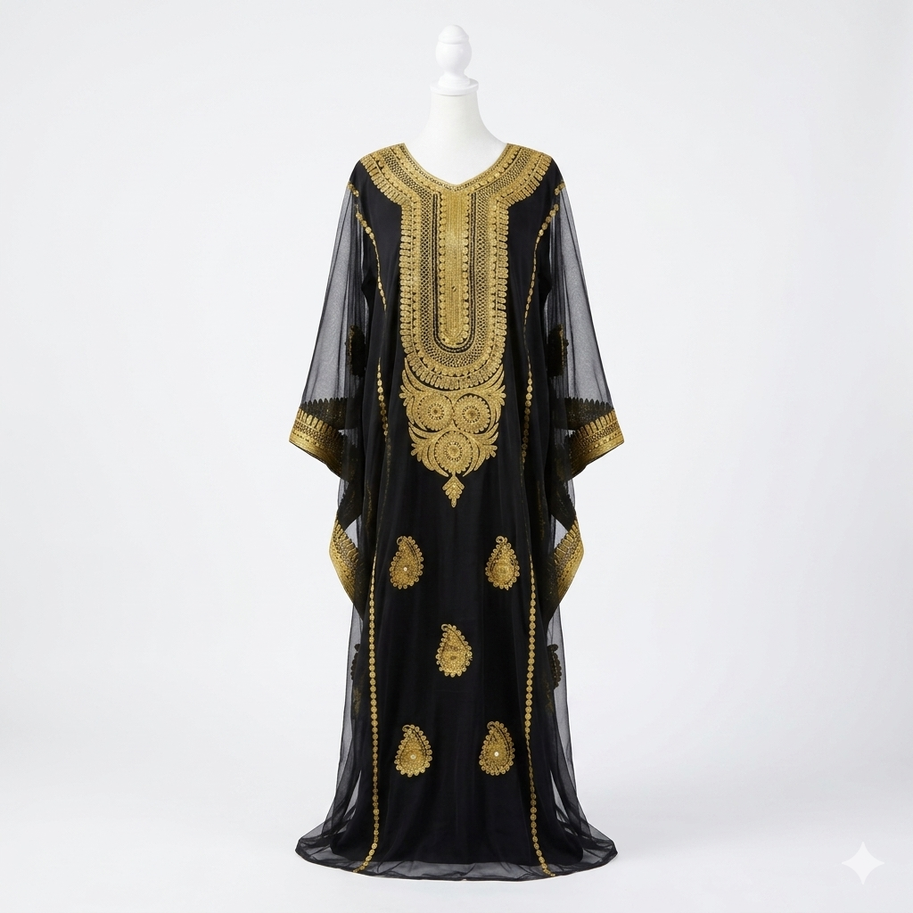 Iraqi Hashimi Thobe Dress Black & Gold