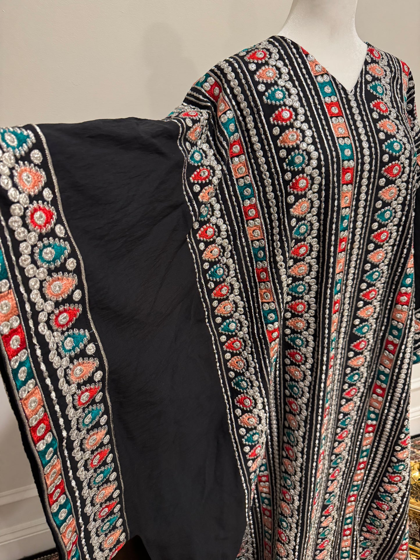Modest embroidered maxi dress for women