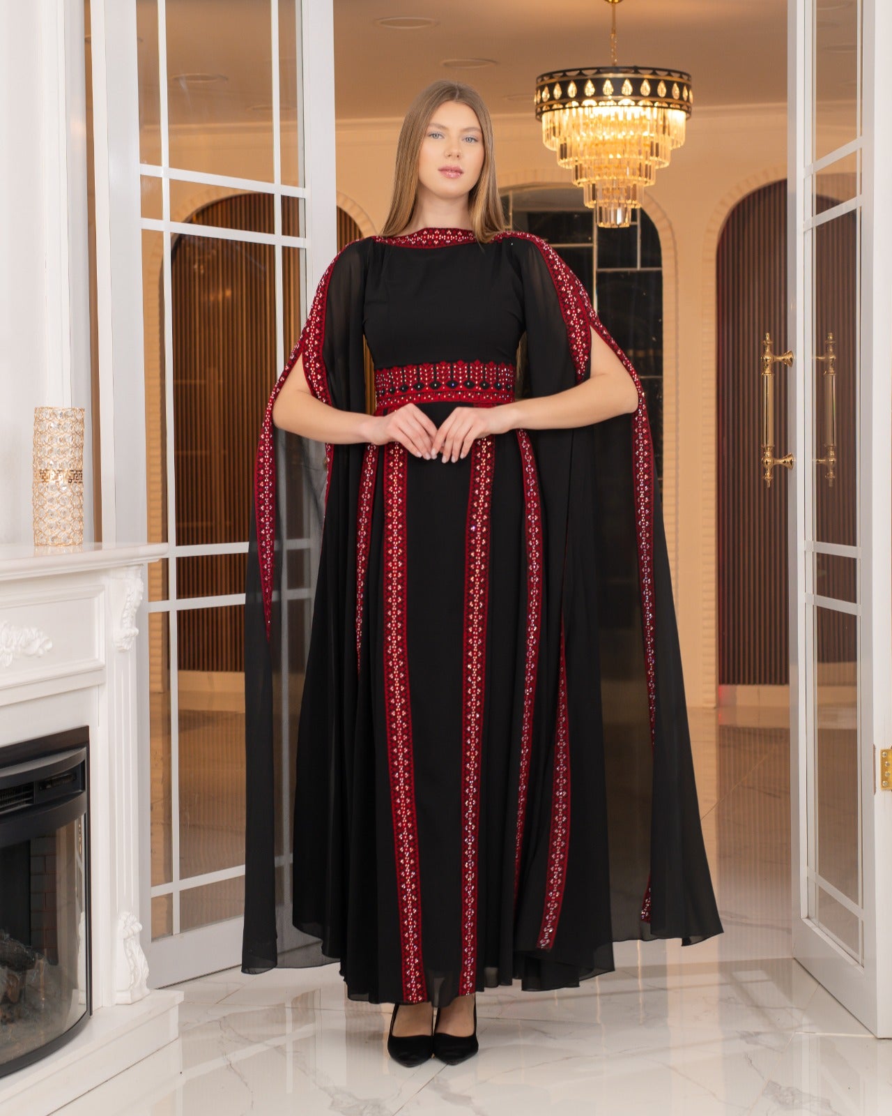 Palestinian dress set with shawl for Eid or events
