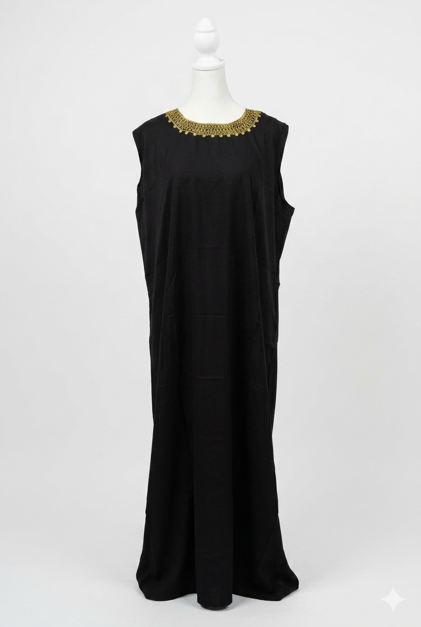 Black & Gold Hashimi (Nashel) Dress with Tarha – Floral Embroidered Tulle Dress