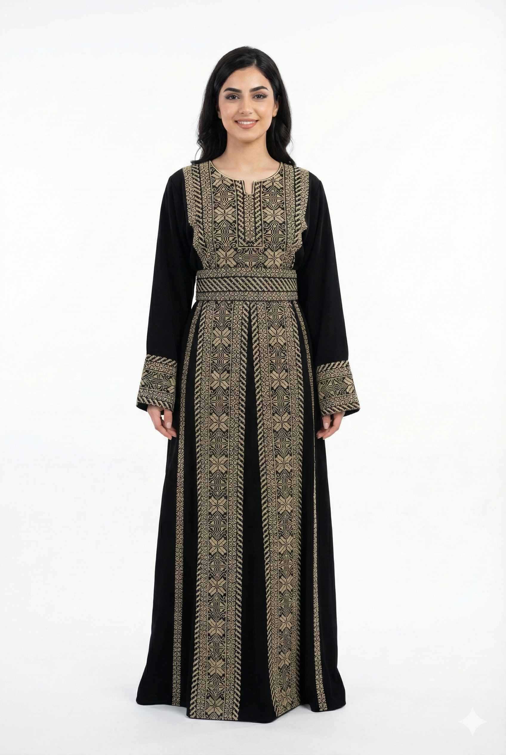 Traditional Palestinian Thobe | Embroidered Black Maxi Dress | ALASEELA USA AlASEELA Traditional Palestinian Thobe | Embroidered Black Maxi Dress | ALASEELA USA AlASEELA