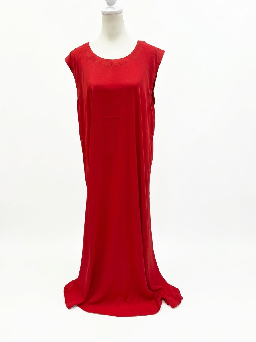Red Hashimi (Nashel) Traditional Dress Tulle with Gold Embroidery