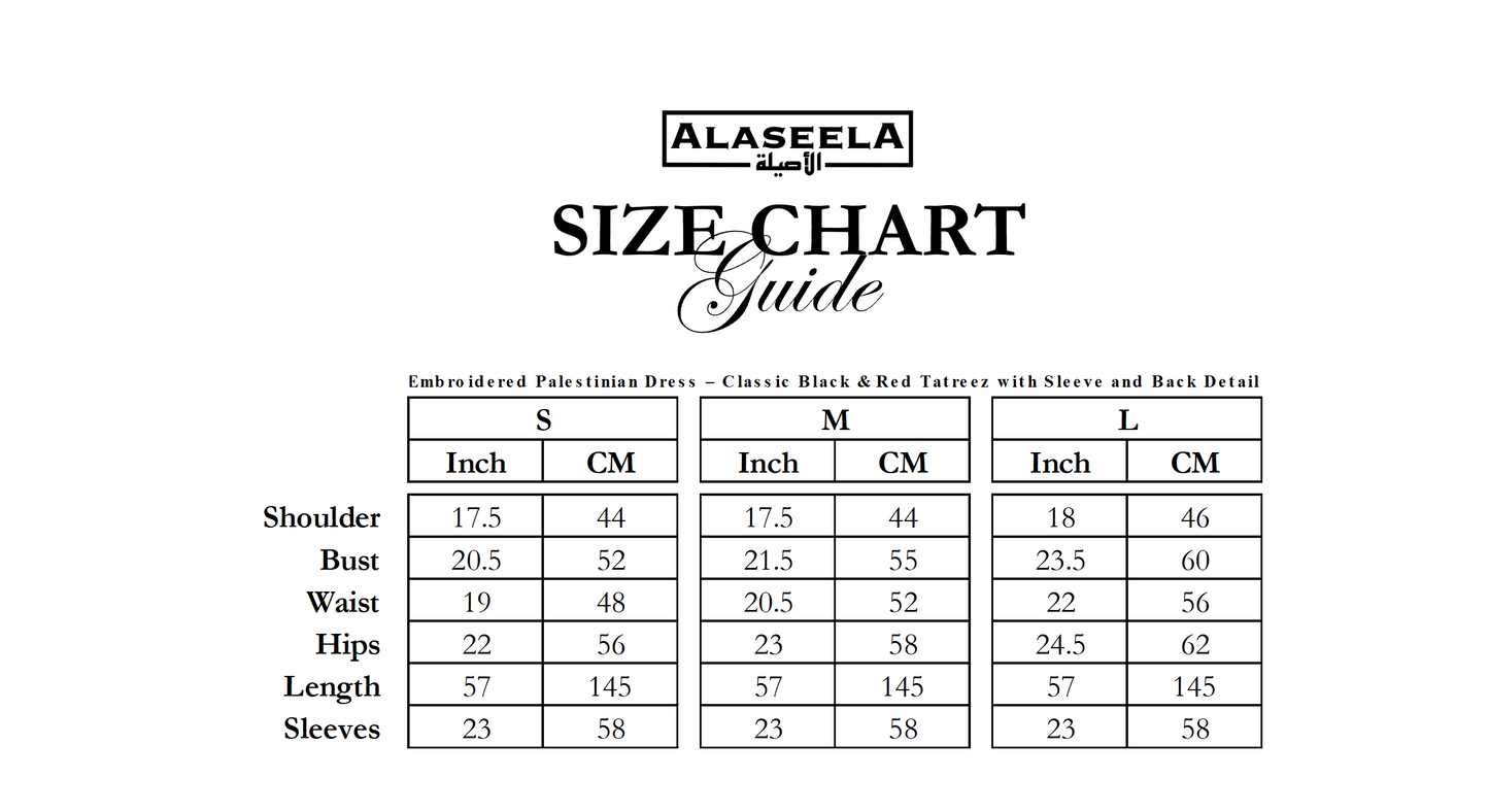 Embroidered Palestinian Dress – Classic Black & Red Tatreez with Sleeve and Back Detail