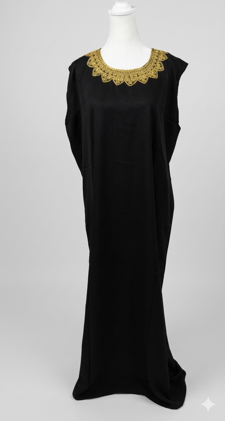Black Hashimi (Nashel) Dress – Handcrafted Tulle Embroidery with Inner Dress