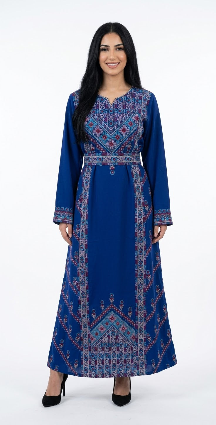 Blue Embroidered Thobe Dress – Traditional Occasion Dress