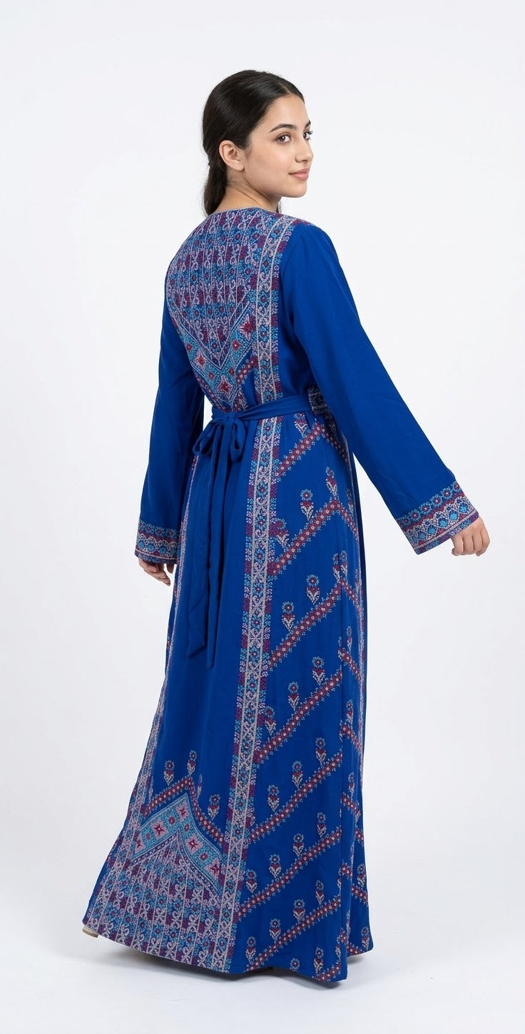 Blue Embroidered Thobe Dress – Traditional Occasion Dress