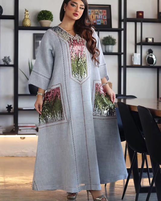 Linen Women Jalabiya Dress