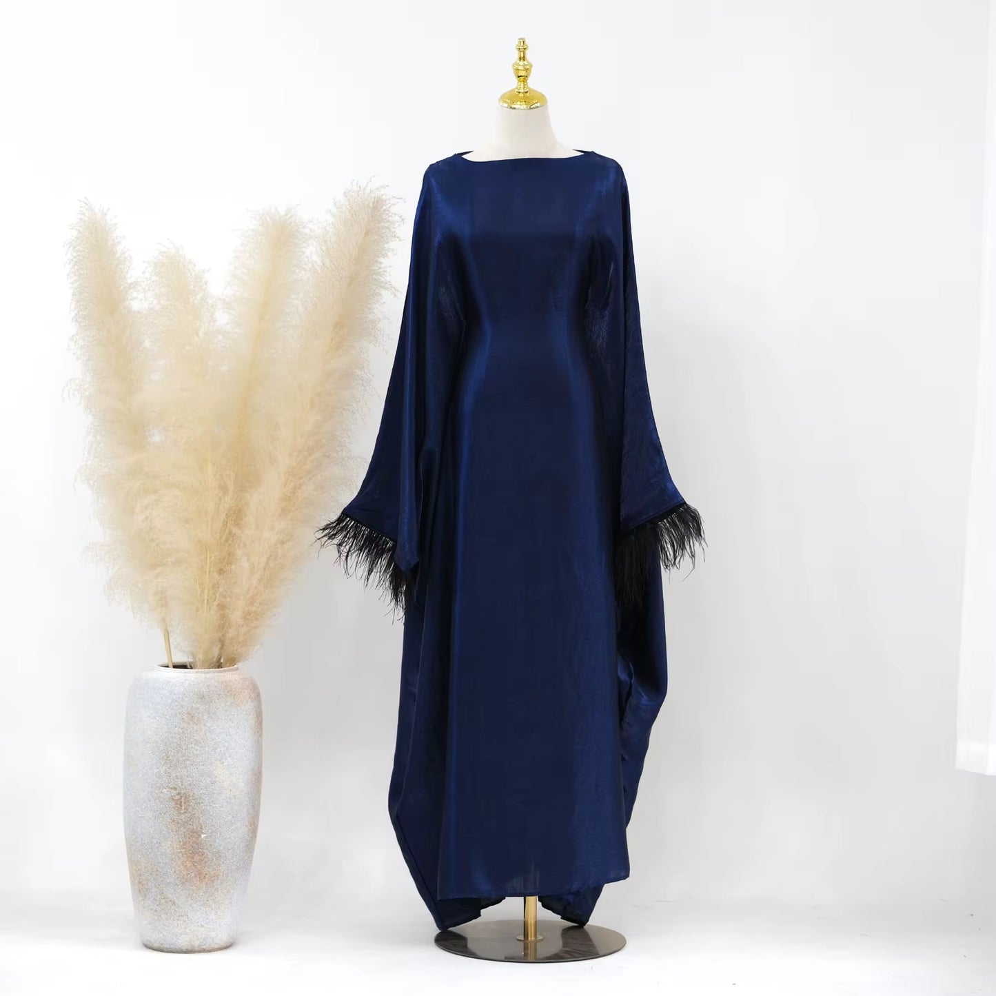 Butterfly Abaya Dress With Feather Sleeves