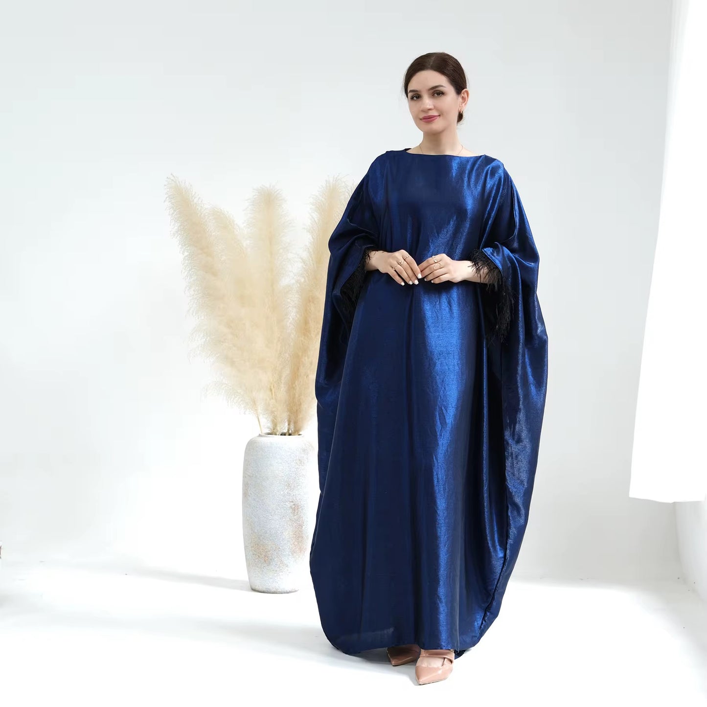 Butterfly Abaya Dress With Feather Sleeves