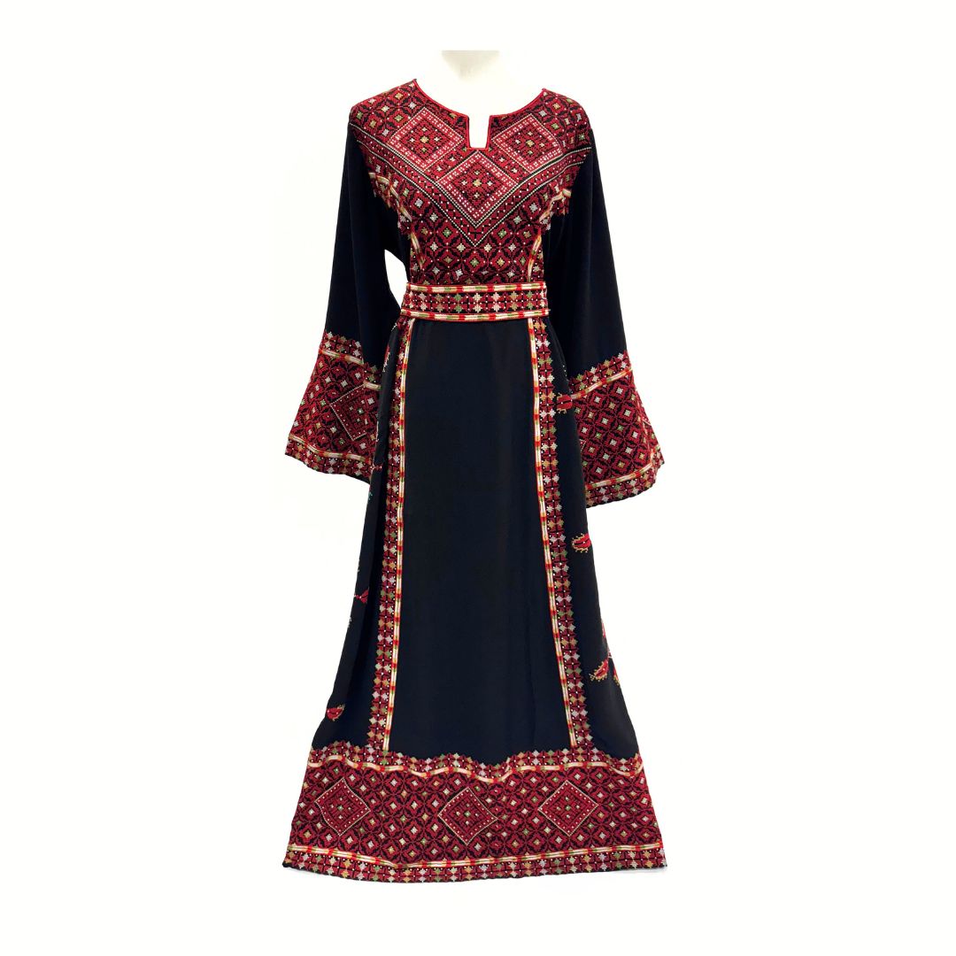 Embroidered Palestinian Rhombus Dress – Traditional Pattern