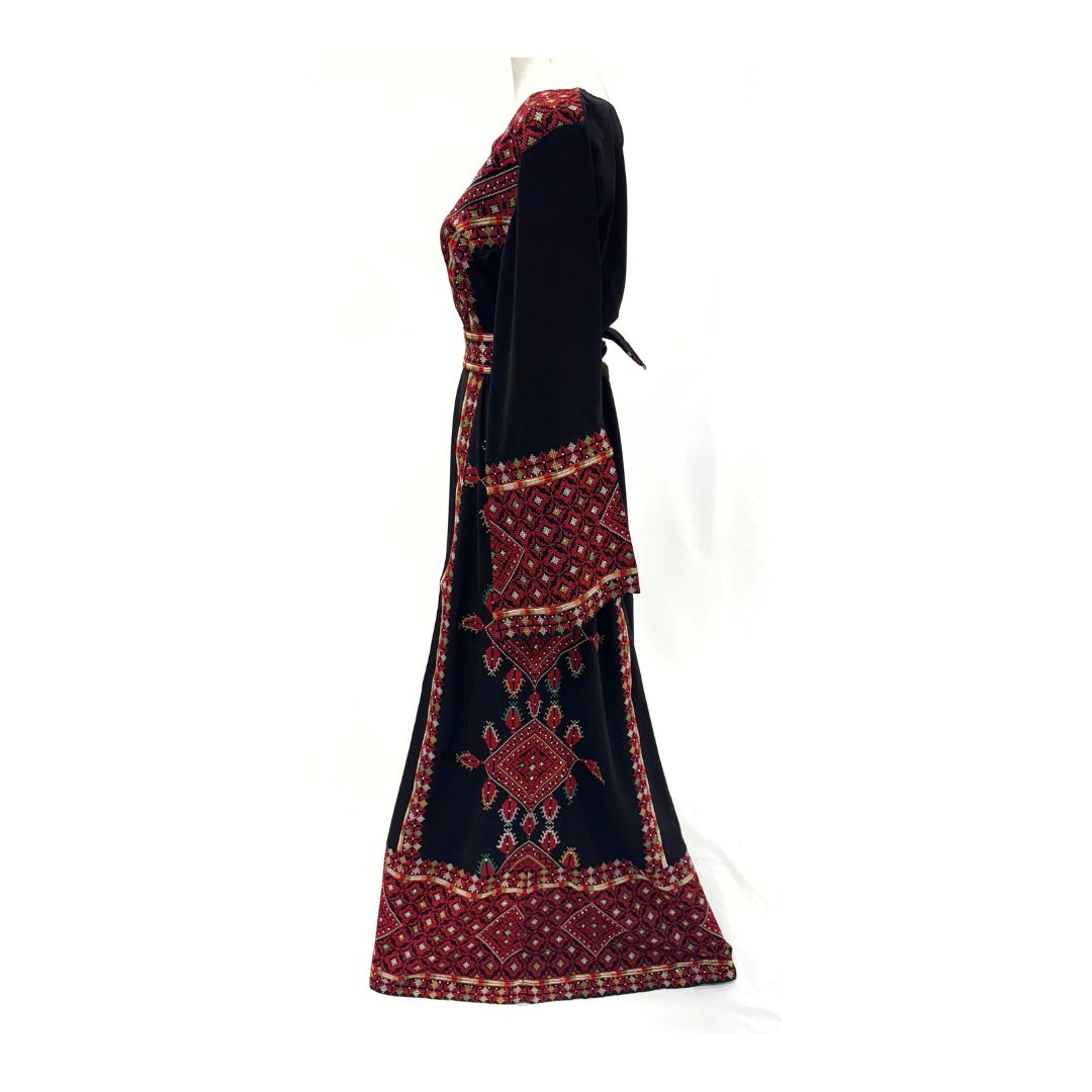 Embroidered Palestinian Rhombus Dress – Traditional Pattern