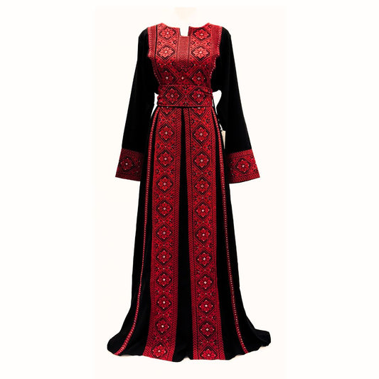 Embroidered Palestinian thobe red