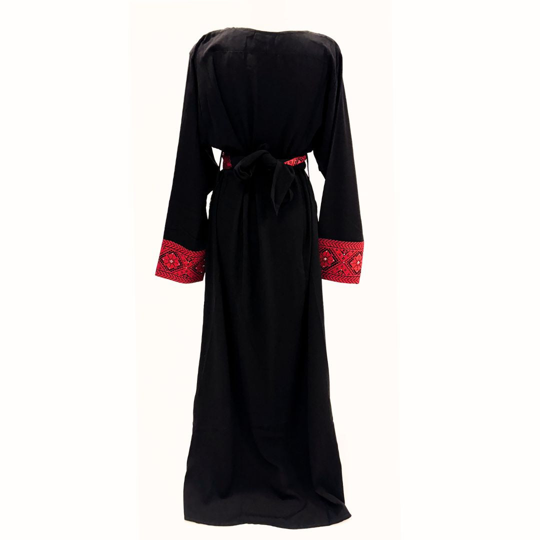 back of a Palestinian thobe red