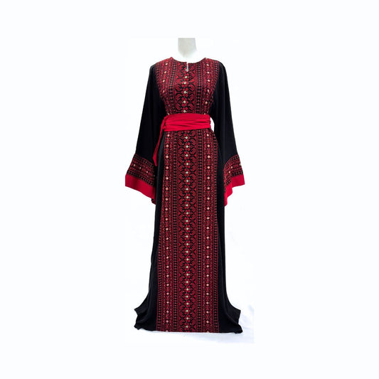 Embroidered Thobe Tatreez with Satin Belt