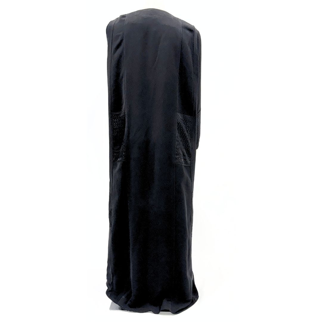 Saudi Open Abaya with Matching Scarf – Black Women’s Abaya with Elegant Black Embroidery