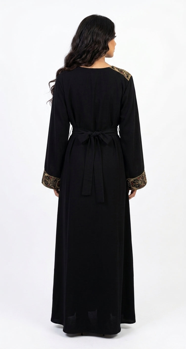 Black & Beige Embroidered Thobe Dress – Traditional Occasion Dress