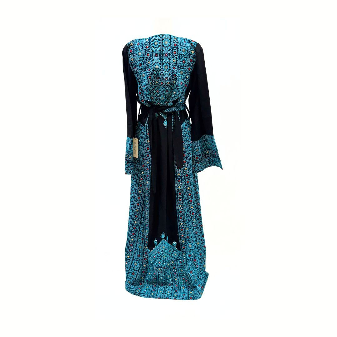 Traditional Palestinian Embroidered Thobe with Belt