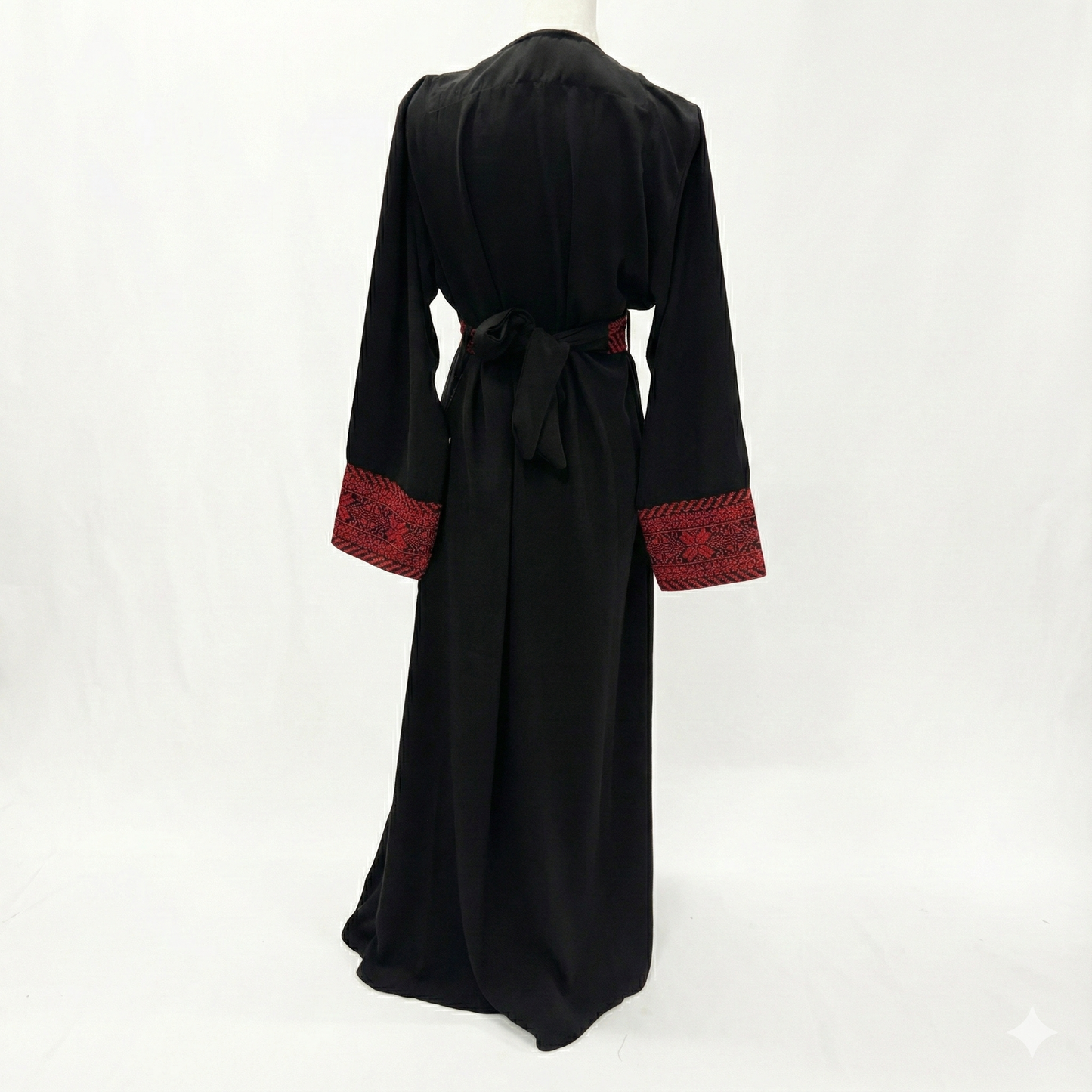 Traditional Palestinian Embroidered Thobe - Black with Red or Beige Detail