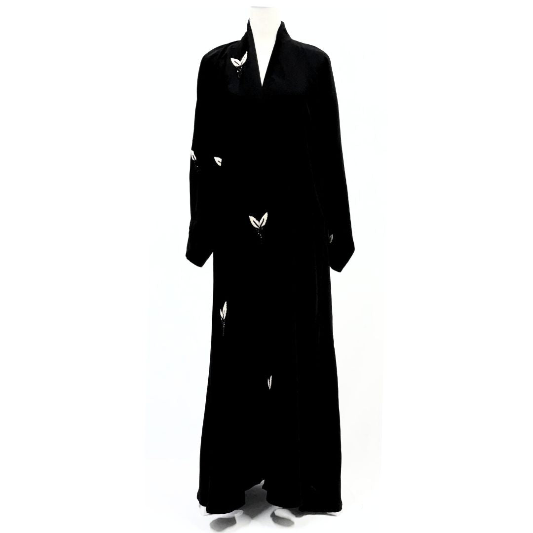 Black Embellished Abaya - Saudi Open Style Abaya for Women