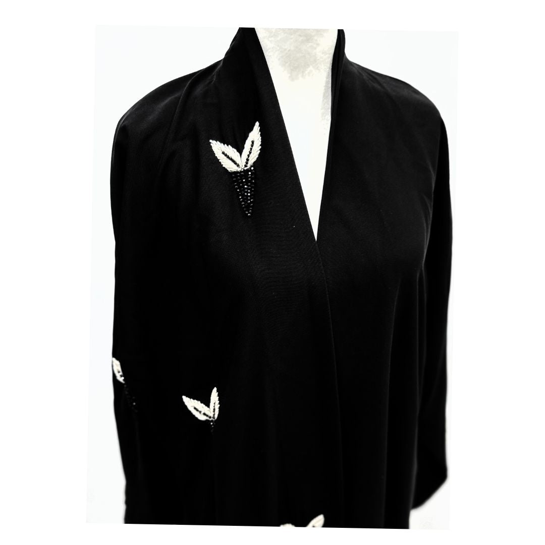 Black Embellished Abaya - Saudi Open Style Abaya for Women