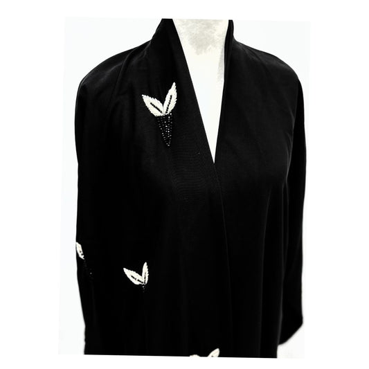 Black Embellished Abaya - Saudi Open Style Abaya for Women