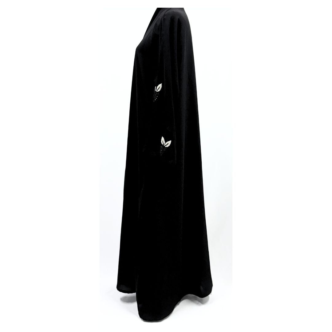 Black Embellished Abaya - Saudi Open Style Abaya for Women